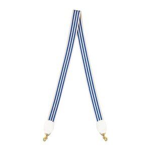Clare V cotton webbing bag strap in blue/oyster mini stripe NWOT